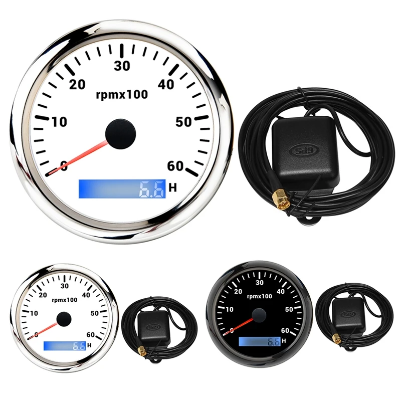 

85MM Marine Speedometer 0-6000/RPM Speedometer 7-Color Backlight Digital Odometer for Yachts Boats