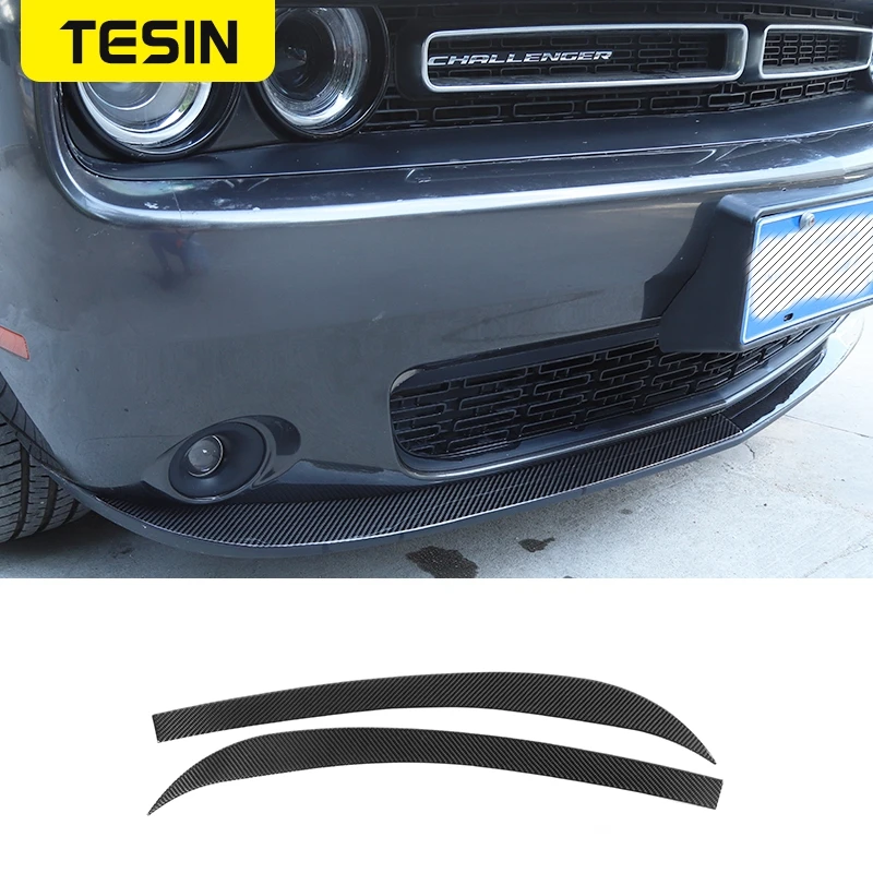 

Carbon Fiber External Accessories For Car Styling Front Lip Bumper Collision Car Front Shovel Trim For Dodge Challenger 2015+