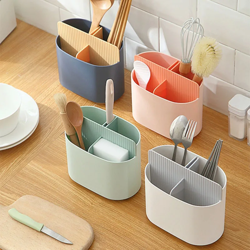 

New Spoon Chopsticks Fork Storage Box Kitchen Countertop Cutlery Rack Organizer Flatware Drain Rack Kitchen Storage