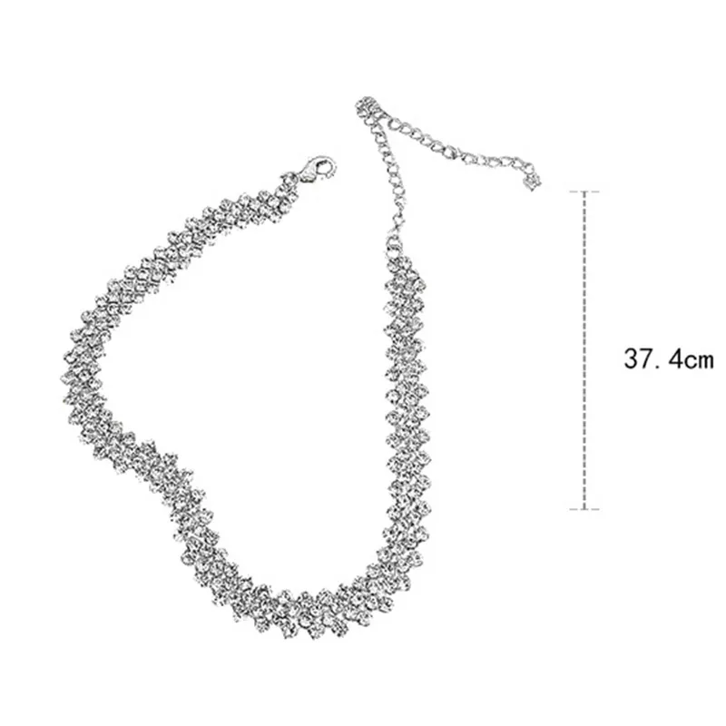 

Crystal Rhinestone Choker Necklaces for Women Friends Luxury Shining Korean Fashion Collares Trendy Sparlking Jewelry Party Gift