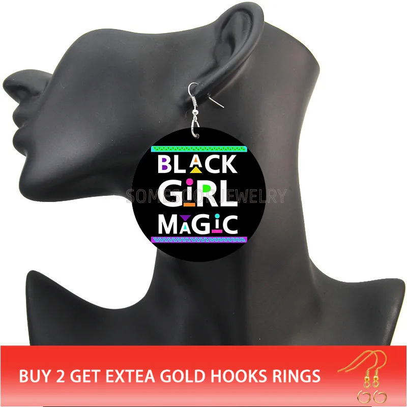 SOMESOOR черная девушка волшебные надписи африканские деревянные висячие серьги