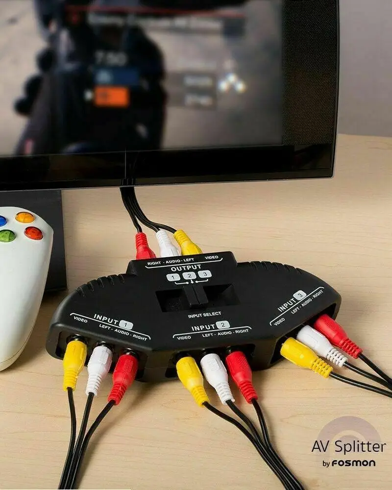 BEESCLOVER 3-сторонний выход RCA сплиттер 3 в 1 аудио-видео AV селектор с кабелем Splitter r60 |