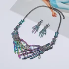 LZHLQ комплект ожерелье и серьги в виде черепа голова скелета Длинная цепочка женские модные аксессуары ожерелье в стиле панк женские массивные ювелирные изделия