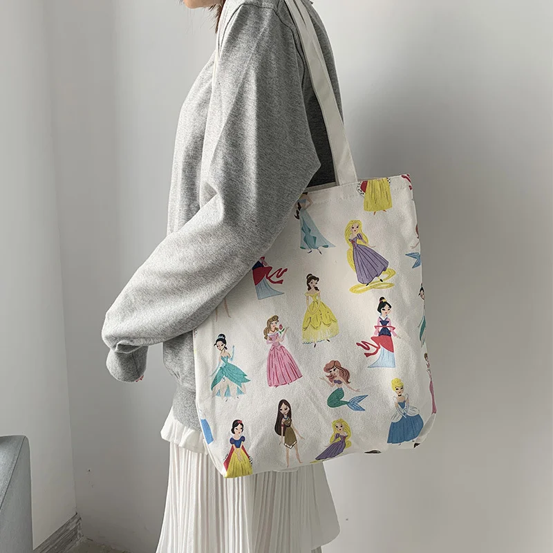 

2021 New Canvas Large Tote Bag for Women Fashion Shoulder Shopper Korean Cartoon Ulzzang Cotton Cloth Reuseable Shopping Bags