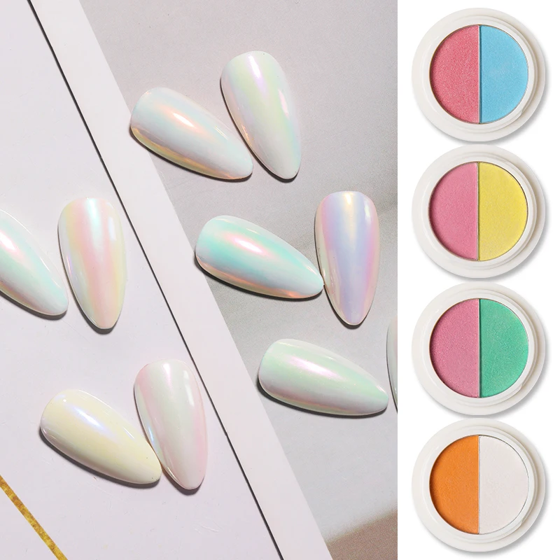 

1 Box Tow Color Solid Mirror Nail Powder Shiny Gold Silver Pigment Pearl Dust Dip Chrome Flakes Nails DIY Art Decoration