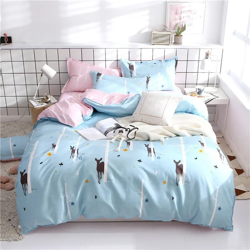 Постельное белье с принтом в виде синих листьев современный Короткий Комплект