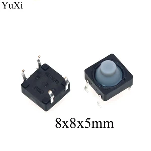 YuXi 8x8x5.5MM 4PIN Conductive Silicone Soundless Tactile Tact Push Button Micro Switch 8*8*5mm Self-reset 8x8x5 mm DIP4