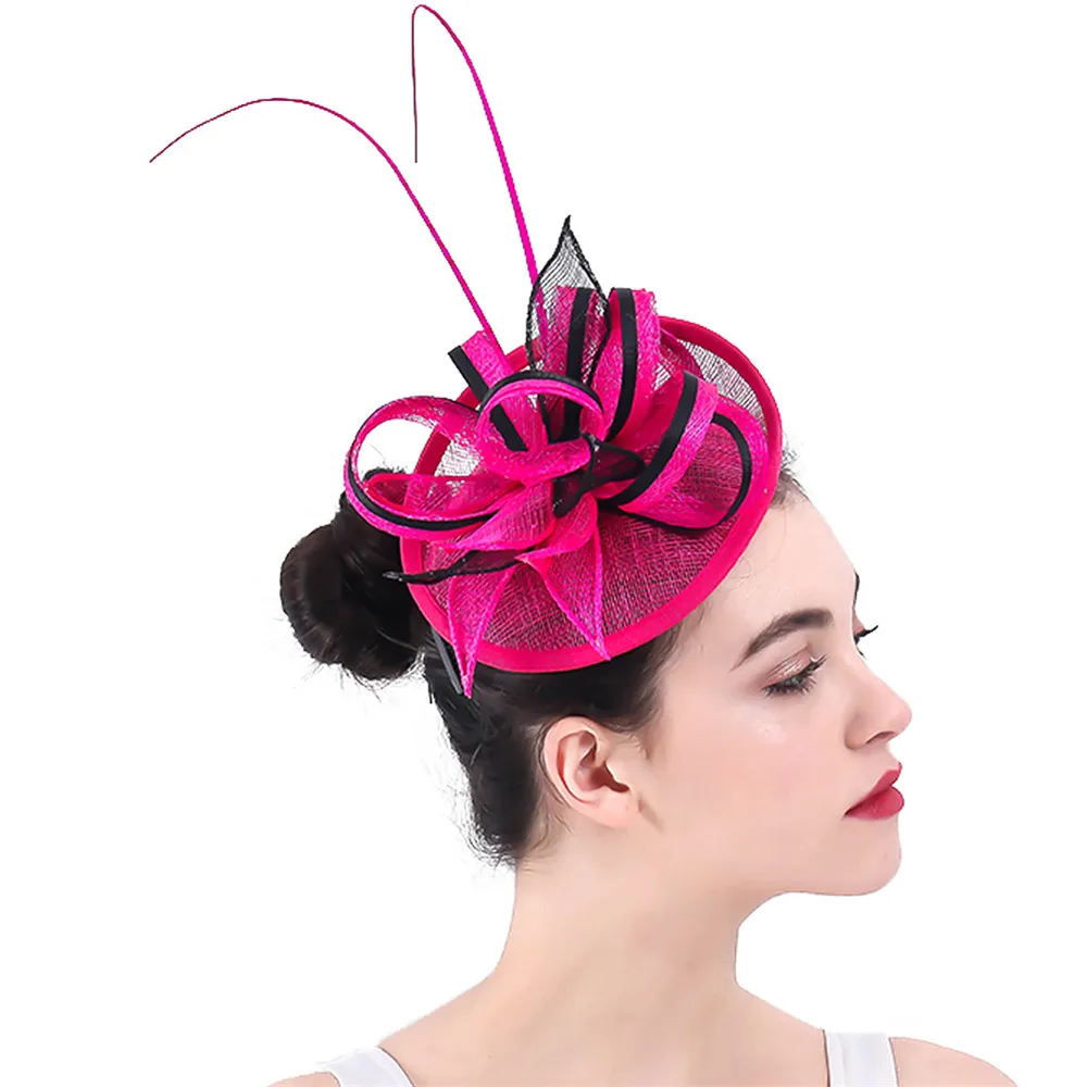 Новые женские Свадебные шляпы и вуалетки для волос с искусственными перьями