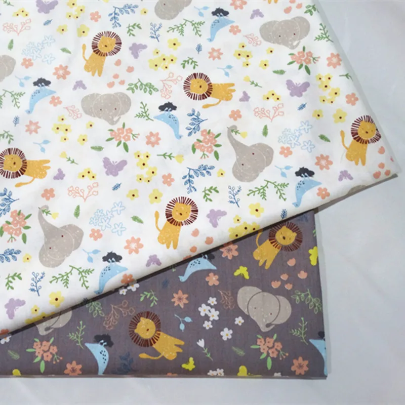 Хлопковая саржевая ткань с принтом льва хлопковая для пэчворка рукоделия сделай