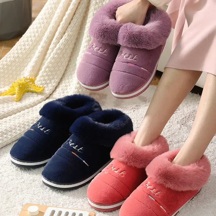 Зимние 2021 теплые мягкие женские хлопковые тапочки для влюбленных модные