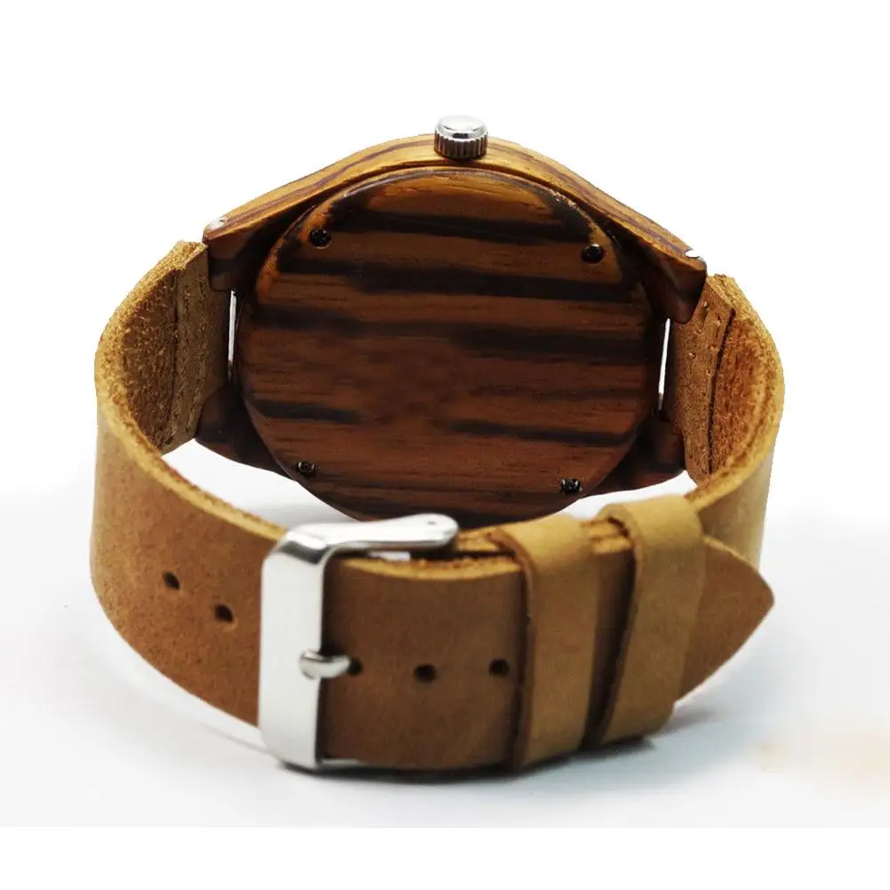 Мужские кварцевые часы с рисунком зебры Деревянный чехол Япония MOVT|Женские