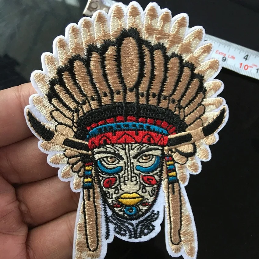 

Military Patches Skull Indian Style Embroidery Iron On Patch Clothes Stickers Diy Accessories Sewing Coat Applique