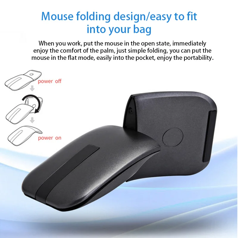 Беспроводная портативная дорожная ультратонкая складная мышь Mause с USB-приемником