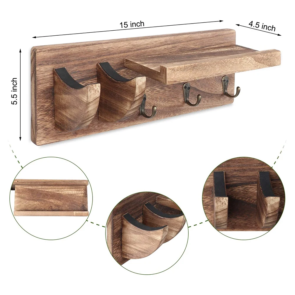 

Guitar Hanger Hook Holders Wooden Wall Mount Stand Bracket Guitar Display Rack Hanging Storage Rack