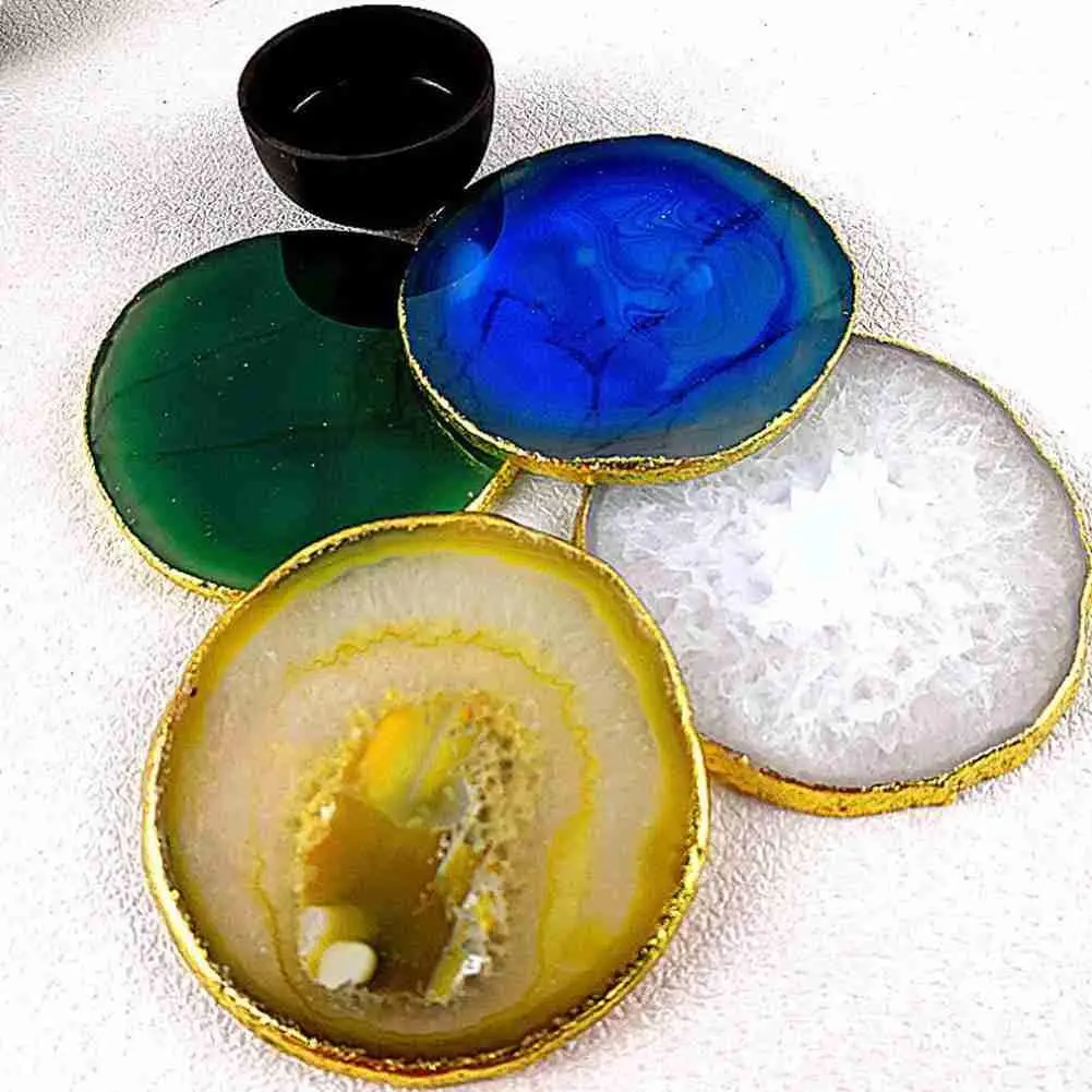 6 см-8 см овальные натуральные шероховатые Агатовые ломтики подставка под чашку