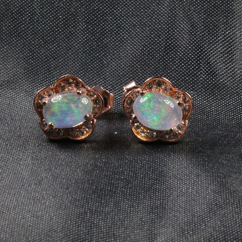 Опал из серебра 925 пробы ювелирные изделия 5 мм * 7 натуральный опал серьги с
