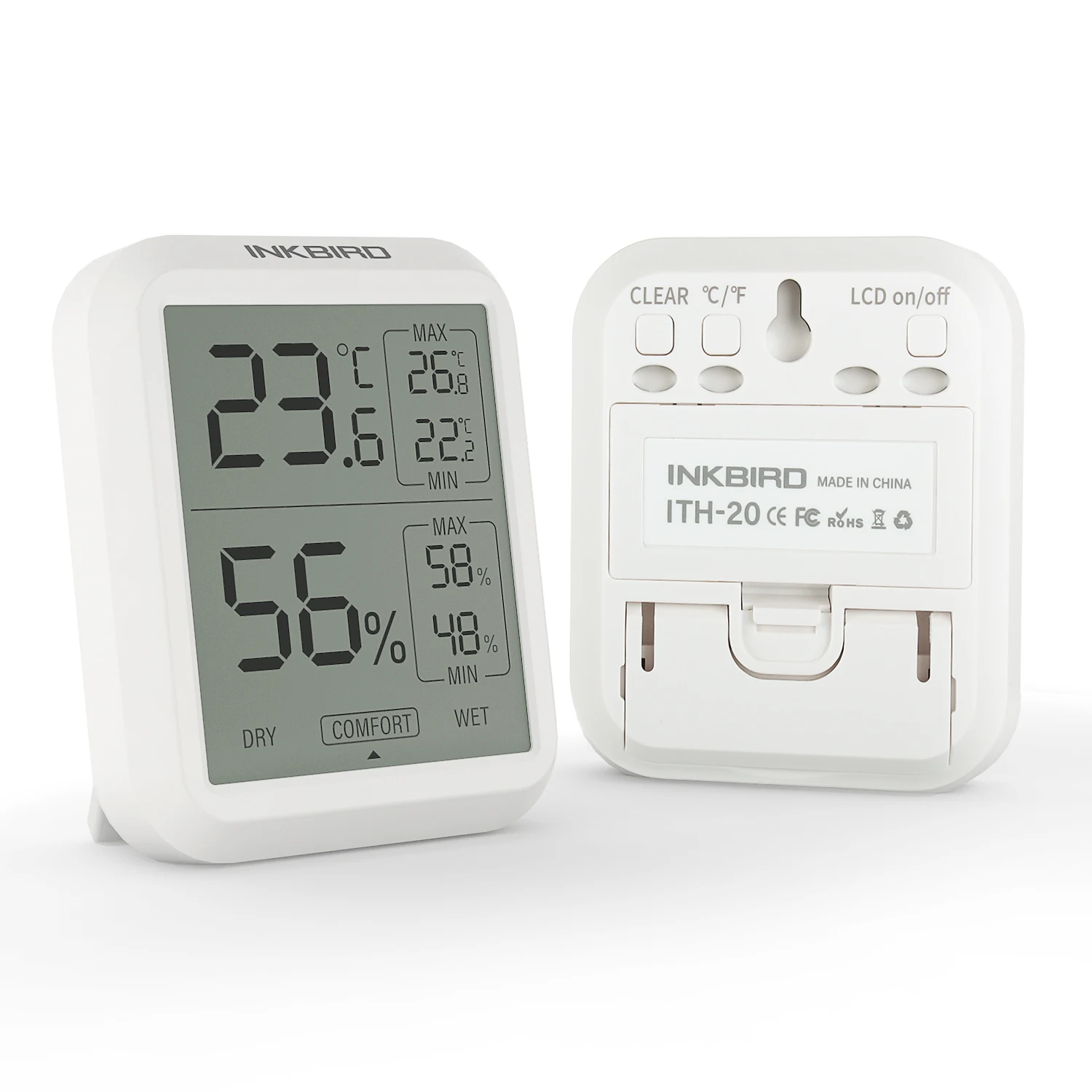 

Inkbird ITH-20 Cheap-Sale High Accuracy Temperature &Humidity LCD Display Hygrometer DRY/COMFORT/WET Work For Indoor Outdoor ETC