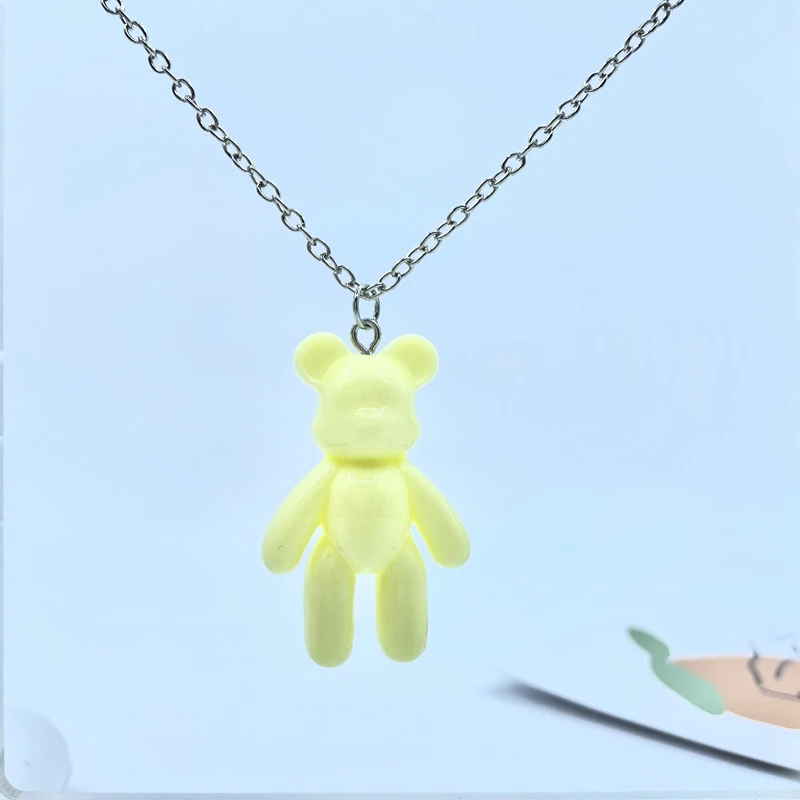 Новая мода 7 цветов милый медведь кулон ожерелье детский подарок на день рождения