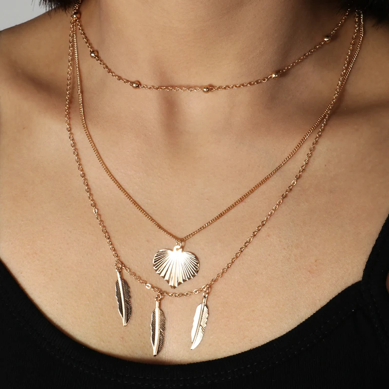 Seblasy Лидер продаж дикий темперамент сплав золотого цвета Листья ожерелья с