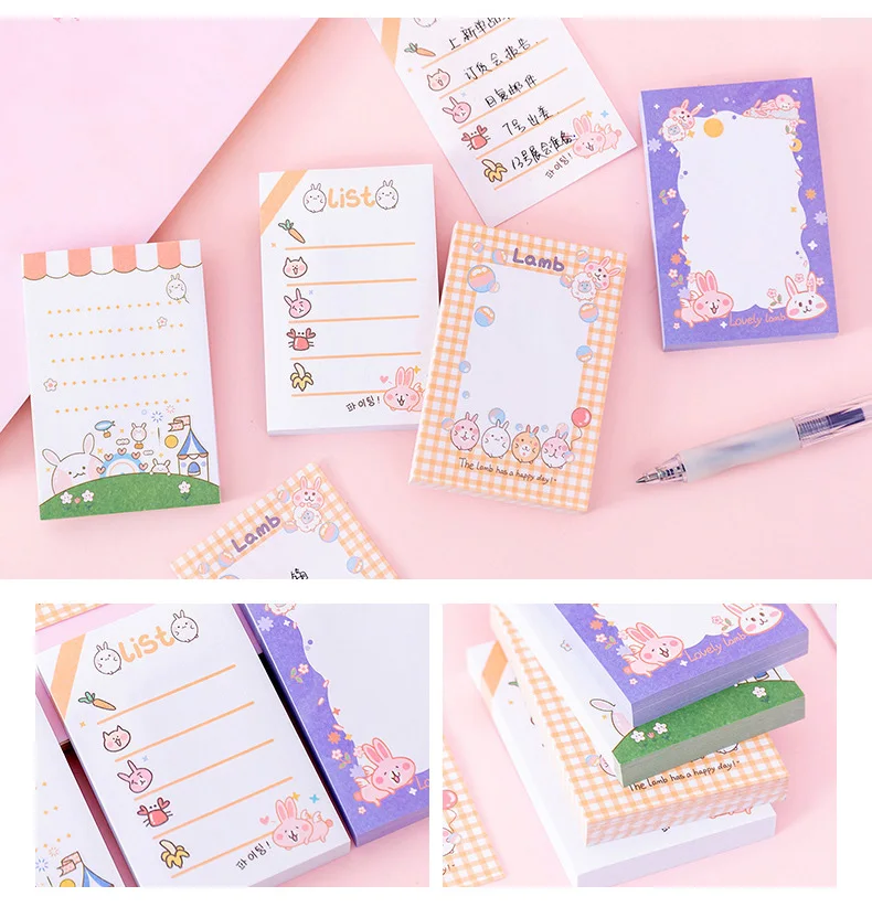 100 страниц милый мультипликационный кролик в стиле кавай липкий post-it notes book mark Message