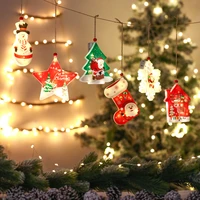 christmas led light christmas tree ornaments painted snowflake santa xmas tree pendant christmas decorations for home new year