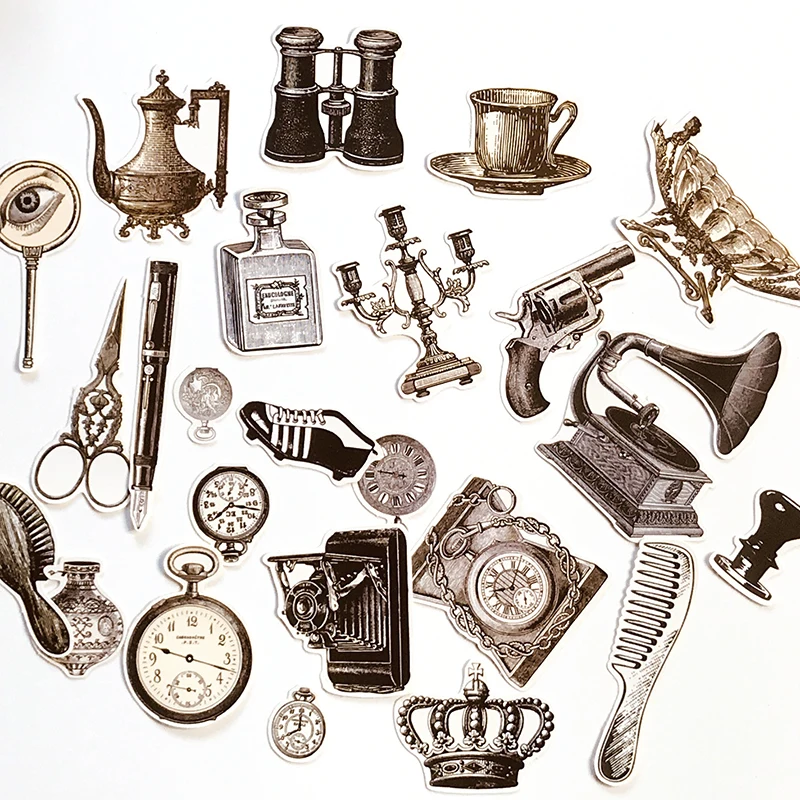 24ШТ Ретро объект бумажные наклейки рукоделие и наклейки для скрапбукинга детские игрушки книга декоративные наклейки ручной работы канцелярские товары на.