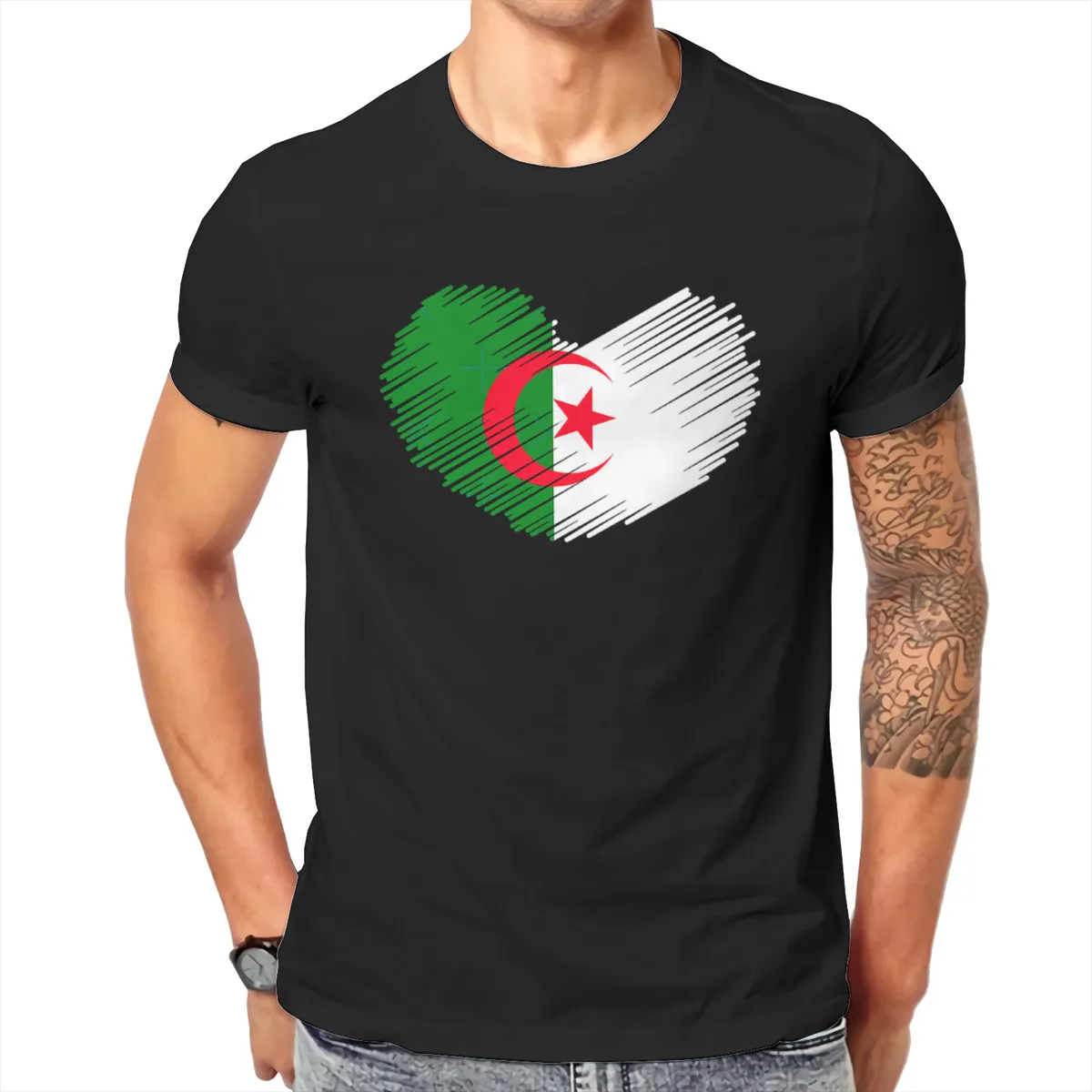 

Algeria Flag Men's short-sleeved t-shirt Vintage R345 Tees USA Size