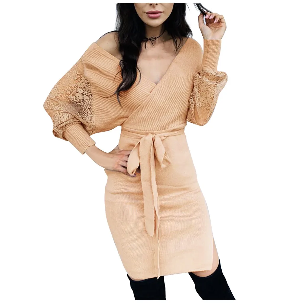 2019 однотонное модное элегантное женское платье Vestidos одежда с длинным рукавом на