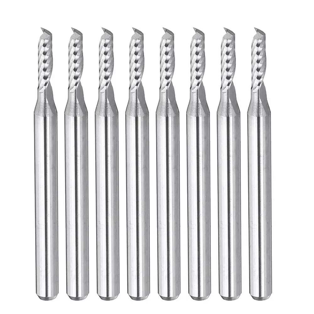 

10pcs Single Flutes Milling Cutter 3.175mm Shank 2mm Tip Carbide End Mill Milling Cutter CNC Cutting Tool For Wood Metal