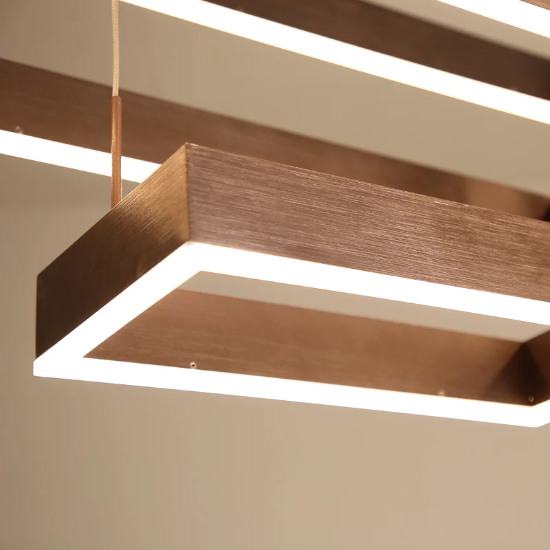 

Minimalism Modern Pendant Lights LED lustres pendant lamp Brown rectangular suspension luminaire For Dining Living Room