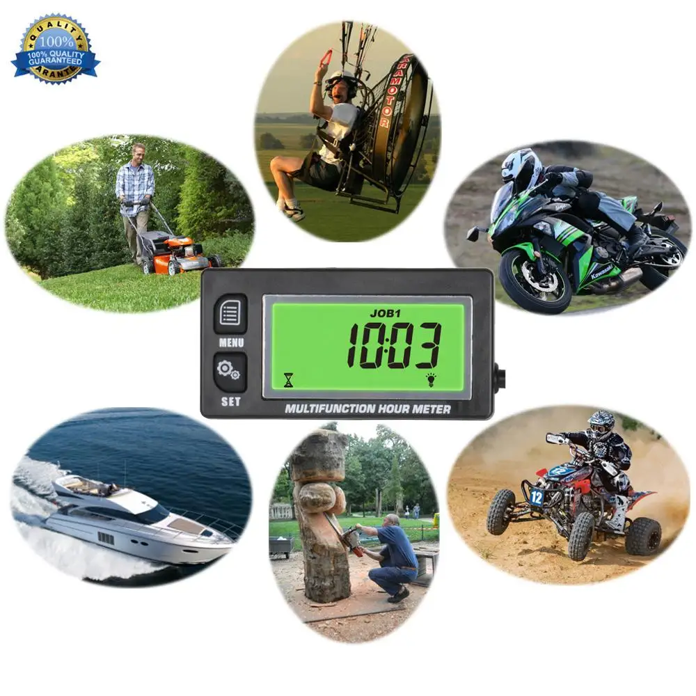 

Waterproof multifunction hour meter tachometer voltmeter for gas petrol engine motocross