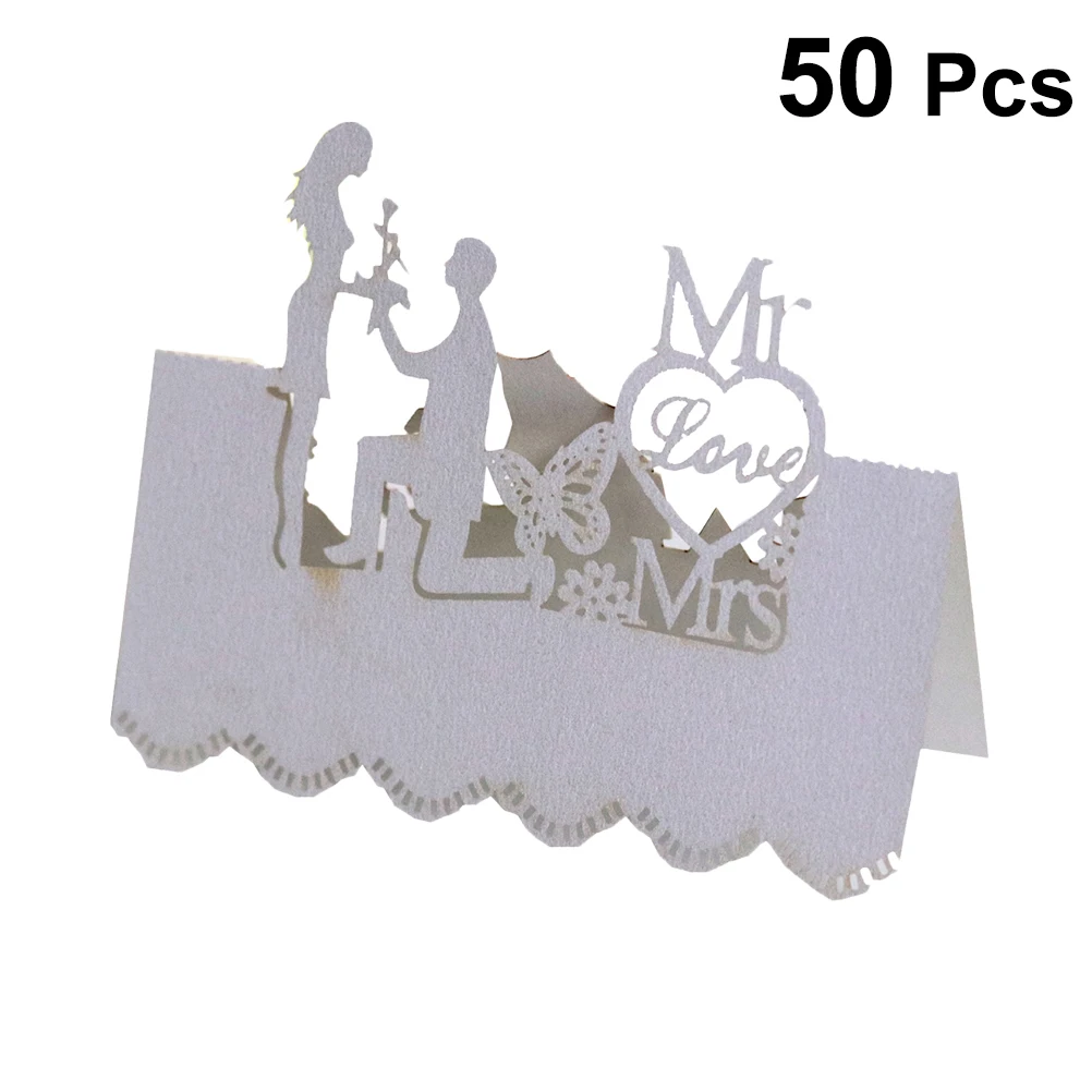 50 шт. Роскошная пустотелая элегантная карточка для сиденья на день рождения