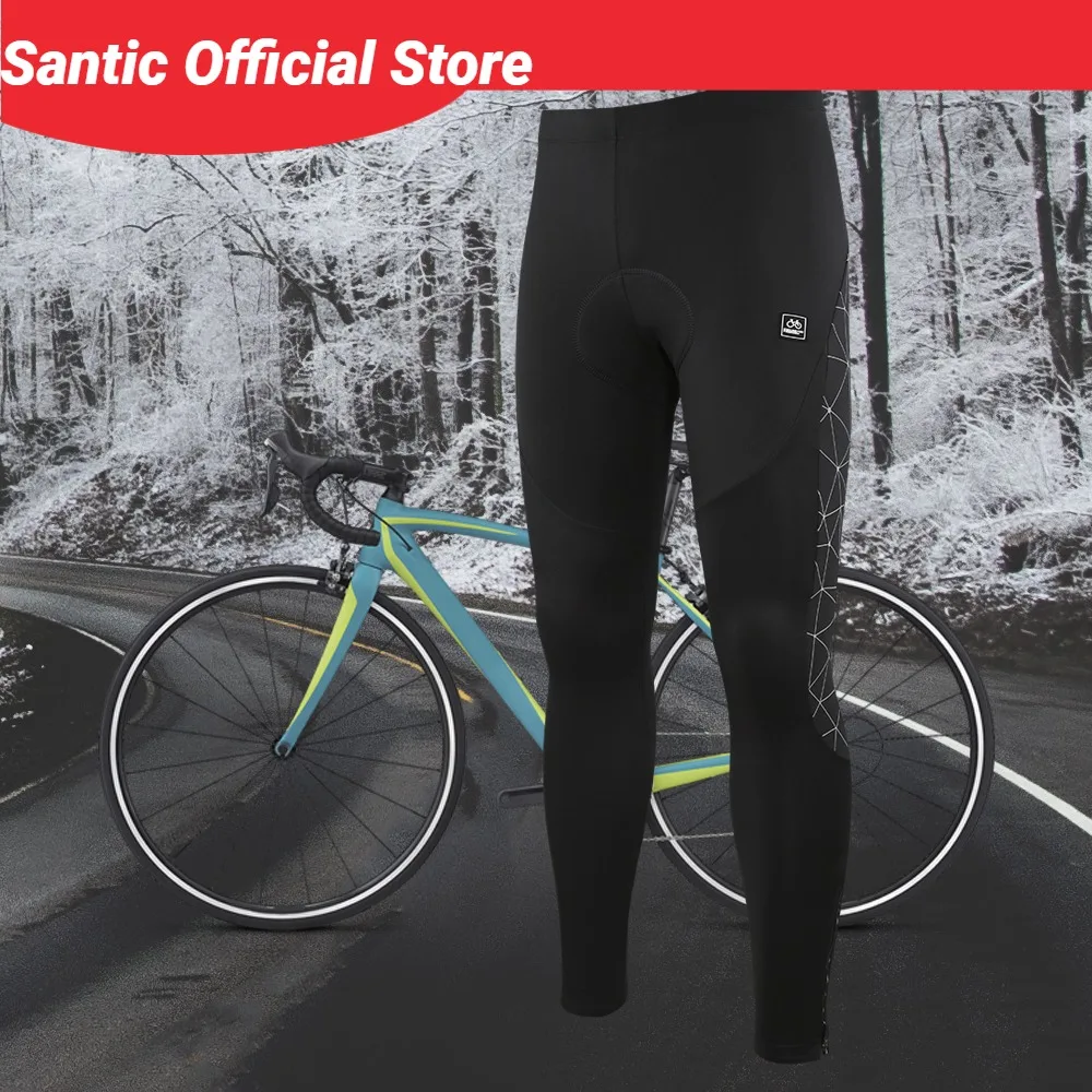 

Santic Men Winter Cycling Pants Keep Warm Cycling Long Pants Bicycle Long Pants MTB Bike Trousers Outdoor Sports Reflective