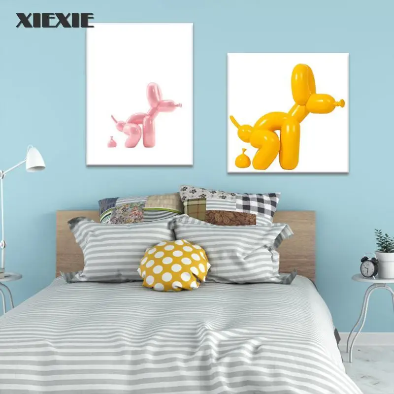 

Funny Balloon Dog Canvas Painting Pop Wall Art Toilet Poster Abstract Balloon Dog Print Modern Picture Home Decoration