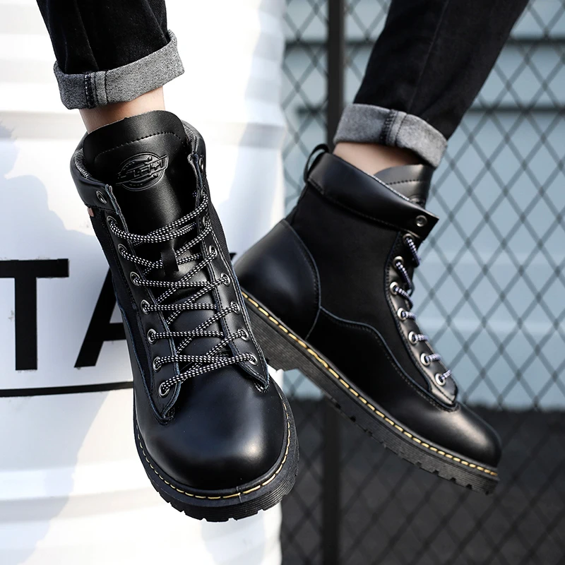 Мужские высокие кожаные ботинки водонепроницаемые военные тактические для