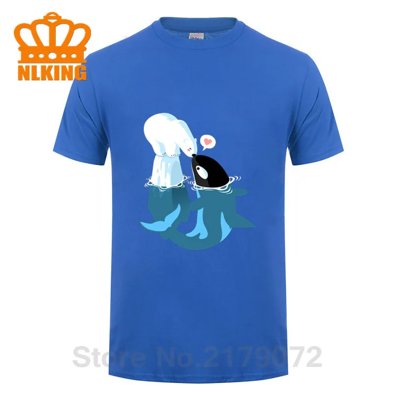 Футболка мужская с изображением милого дельфина поцелуя белого медведя|Мужские