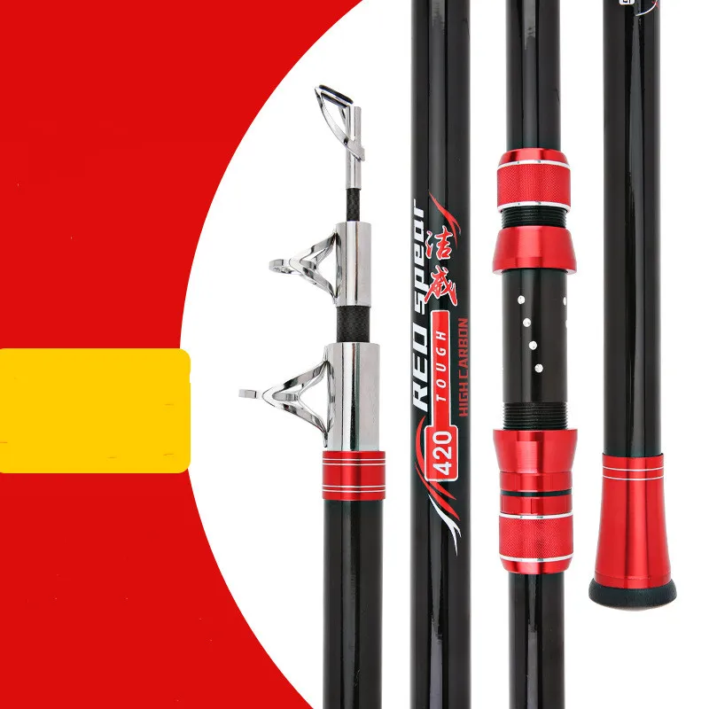 Offerte Canna Da Pesca Telescopica Portatile Rotante Ad Anello Di Guida Grande Da 2.1M-4.5M In Fibra Di Carbonio
