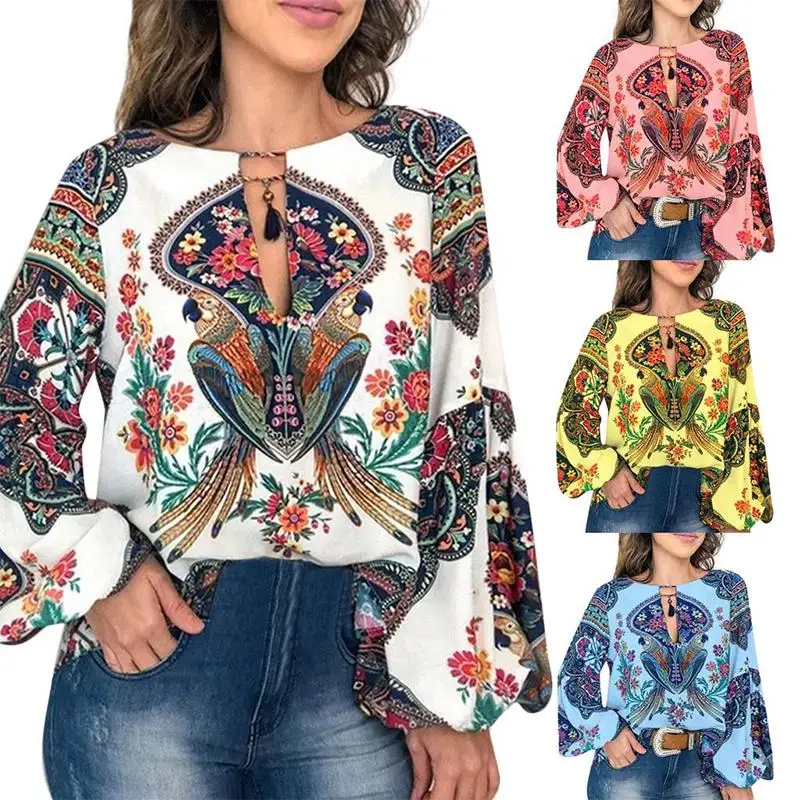 Женская винтажная блузка с цветочным принтом сексуальная шикарная рубашка на