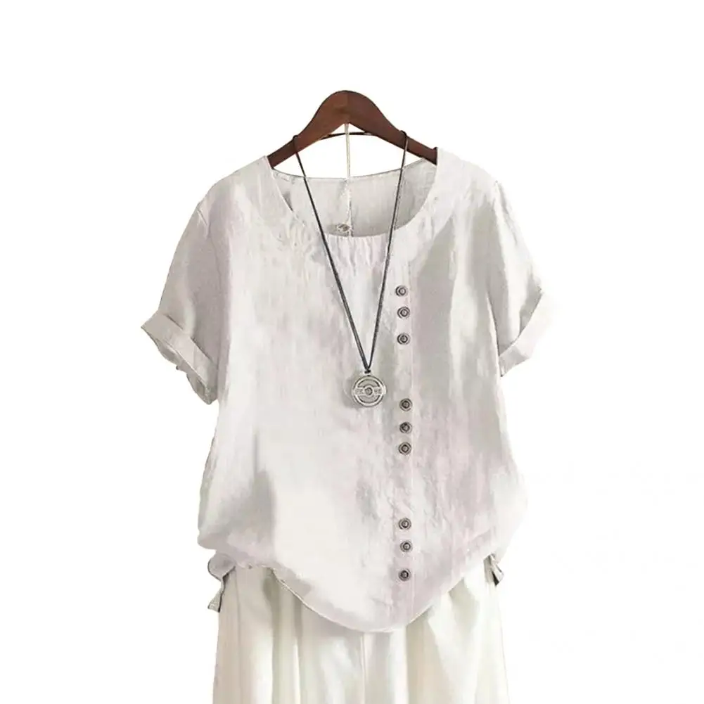 

Soft Useful Comfortable Solid Color Ladies Top Casual Ladies Blouse Loose for Home