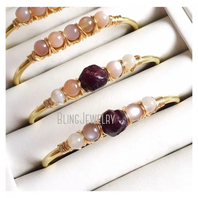 

Raw Garnet Moonstone Cuff Bracelet Garnet Jewelry January Birthstone Rough Garnet Valentines Day Gifts For Her Red Stone BM27723