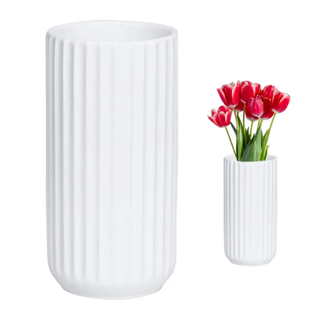 

White Ceramic Flower Vase Modern Table Centerpieces Vase Art Ornament For Home Living Room Bedroom Office Desktop Decoration