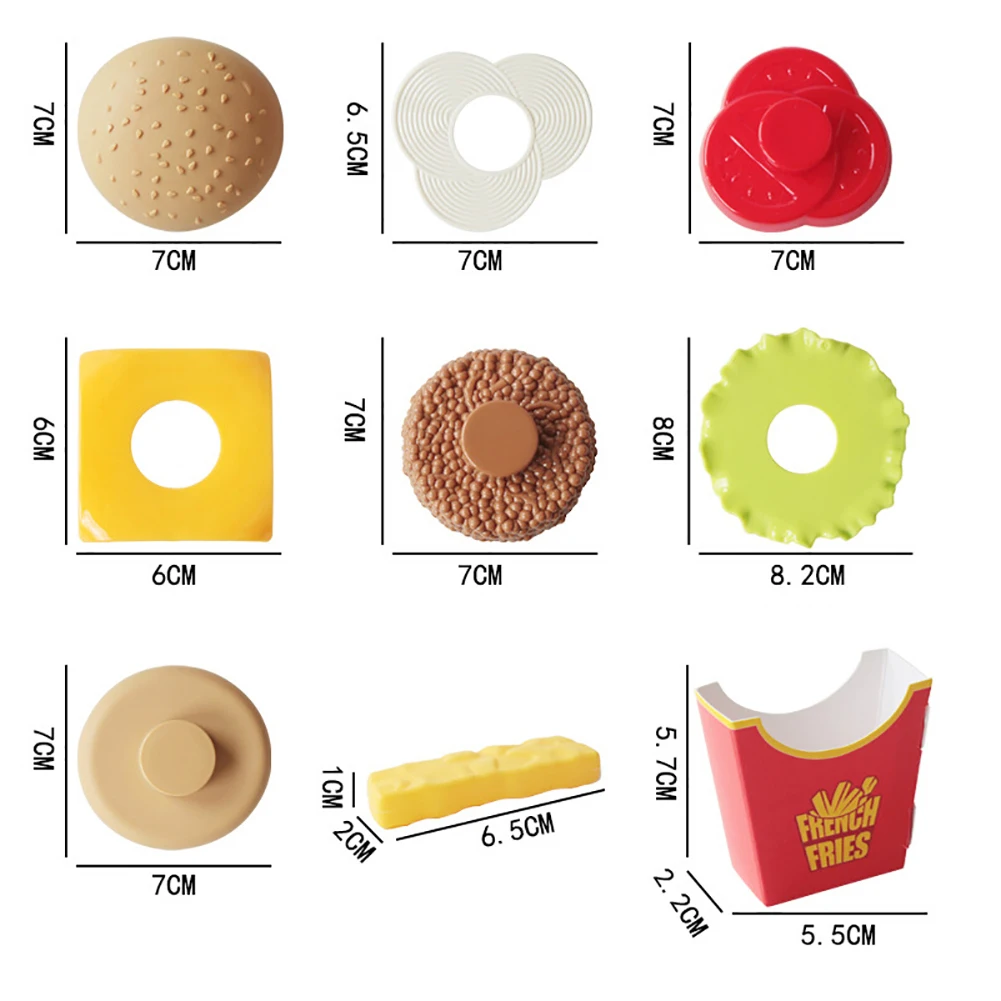 

Simulation Hamburger French Fries Pretend Play Assembled Food Education Kids Toy