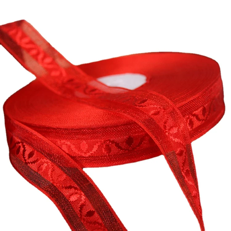 

1roll 5Yard (20mm) red color Organza Ribbon Wedding Party High Quality Craft Satin Woven Edge Sheer Christmas decoration