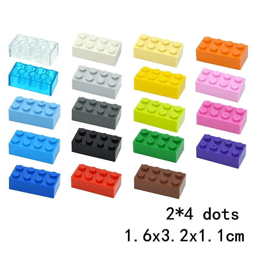 

25PCS DIY Building Blocks Thick Figures Bricks 2x4 Dots Educational Creative Size 2*4 Dots Compatible With 3001 Toy for Children