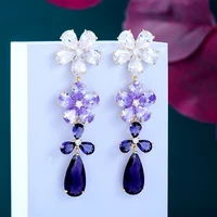 luxury trendy austrian crystal summer beach gradient dangle earrings high quality for women girl daily romantic earring jewelry