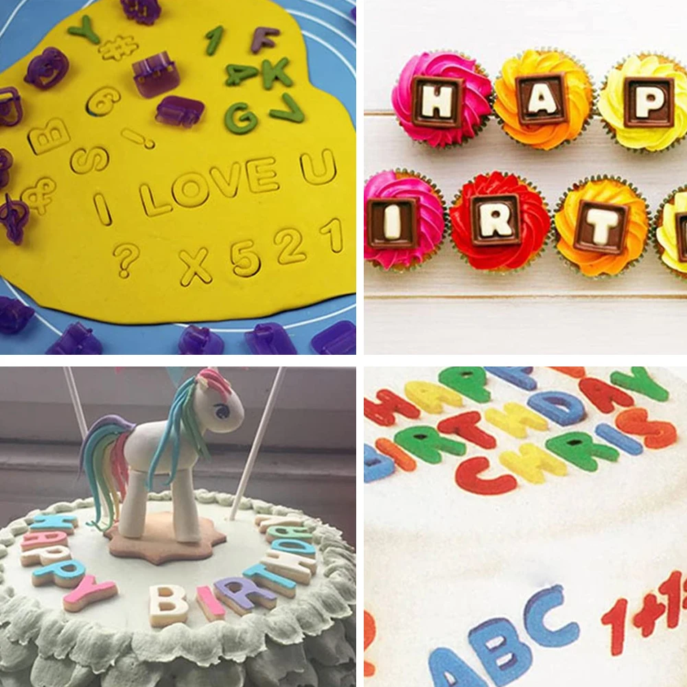 

40PCS Kitchen Alphabet Letter Number Plastic Fondant Cake Biscuit Baking Mould Cookie Cutters And Stamps For Cake Kitchen Tool