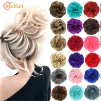 meifan synthetic hair buns curly scrunchy chignon elastic natural fake messy wavy donut wrap on ponytail extensions for women