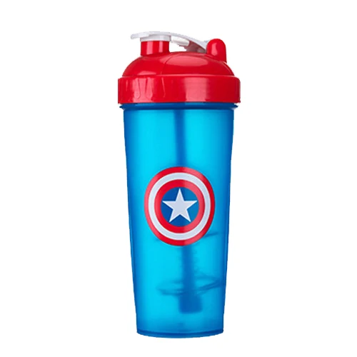 cap 600 ML Super Heroes шейкер бутылка с венчиком мяч Спорт Тренажерный зал сывороточный протеин порошок для Смешивания Бутылка Фитнес бутылка для воды BPA - Цвет: cap