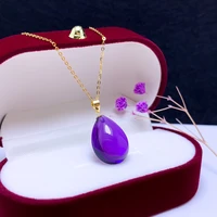 shilovem 18k yellow piezoelectric amethyst pendants fine jewelry women trendy no necklace classic new gift 1318mm yzz13186642z
