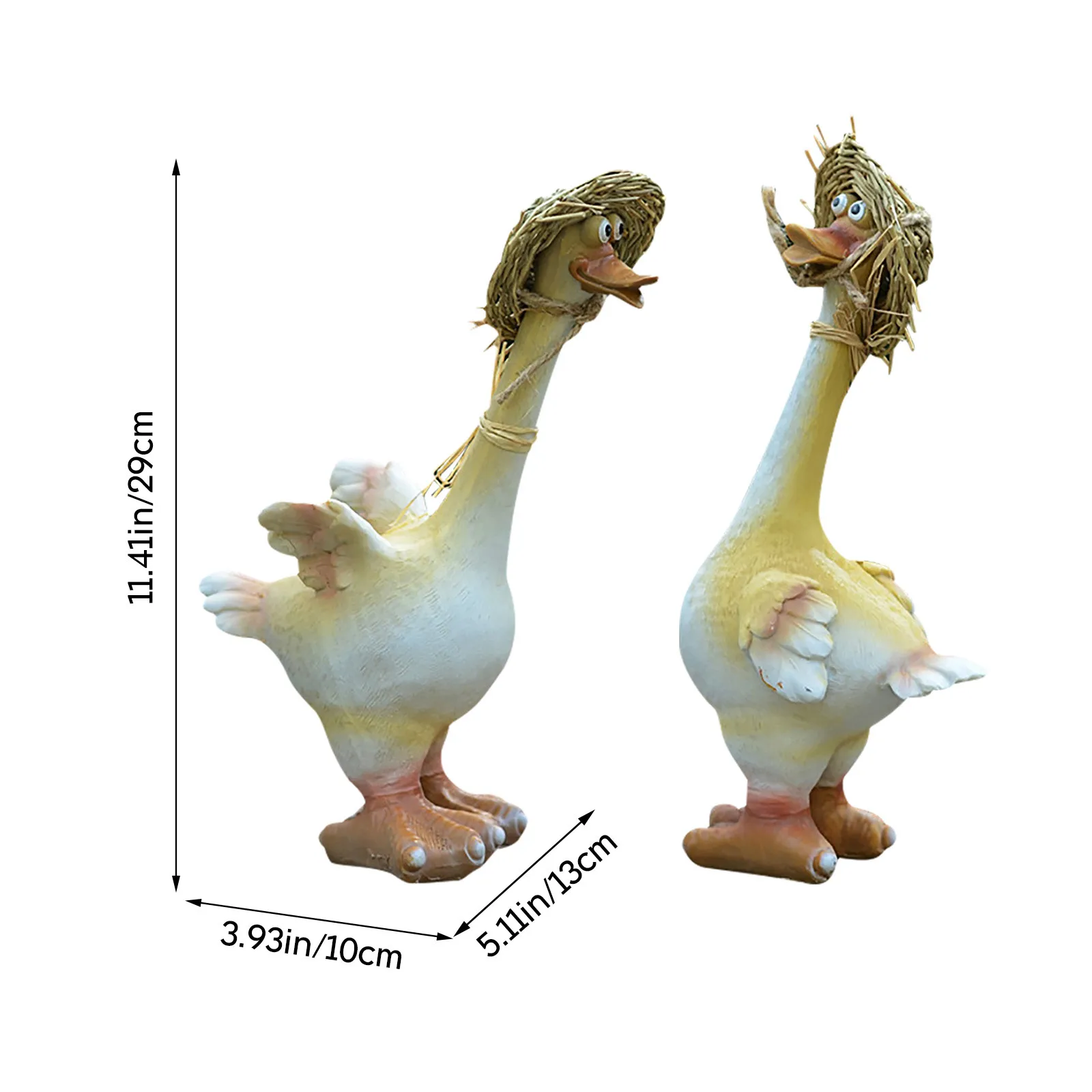 Creative Garden Sculpture Fun Straw Hat Resin And Idyllic Duck Couple Animal Personality Design Craft Decoration #30 | Дом и сад